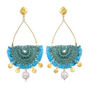 Sequin NYC RHODES Statement Earrings in Turquoise